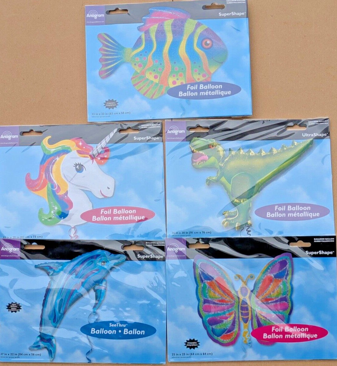 BALLOONS ANIMAL FOOD Themed Foil Balloons TREX Dolphin Butterfly Unicorn -U PICK
