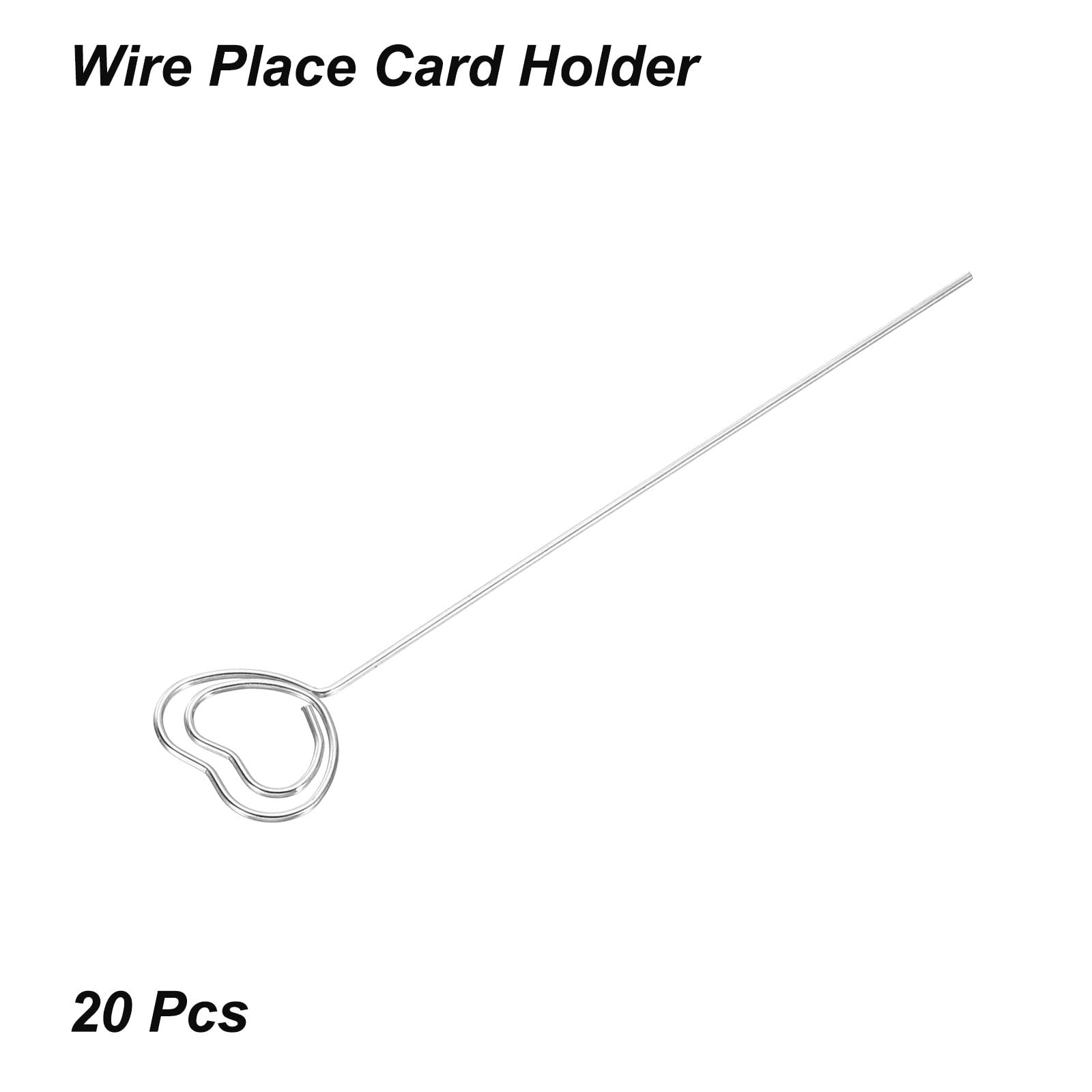 PATIKIL 4.7 Inch Metal Wire Place Card Holder, 20 Pack Photo Silver Tone