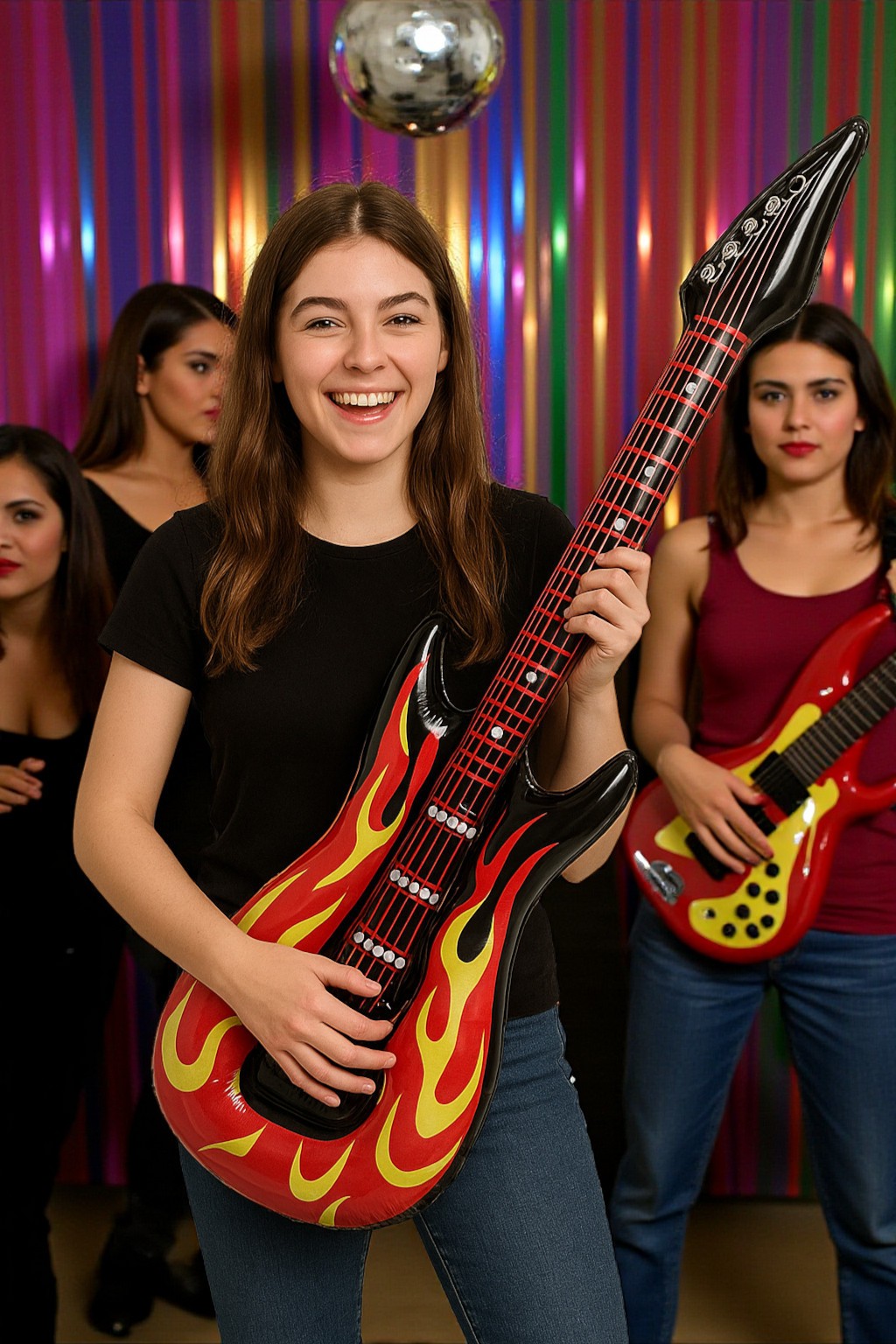 Red Hot Fiery Flame Rock Inflatable Guitar (3 Pack) Rock Star Style. 42″. Vinyl