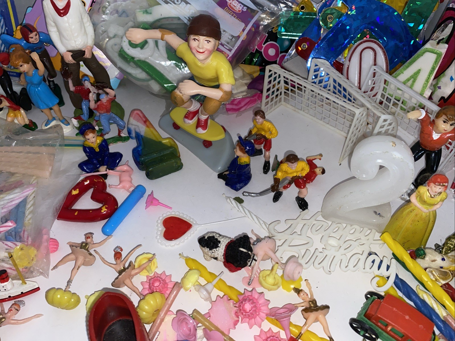 Vintage Lot Of Cake Toppers Ballerina’s Sports Flags Hearts, Christmas Gnome