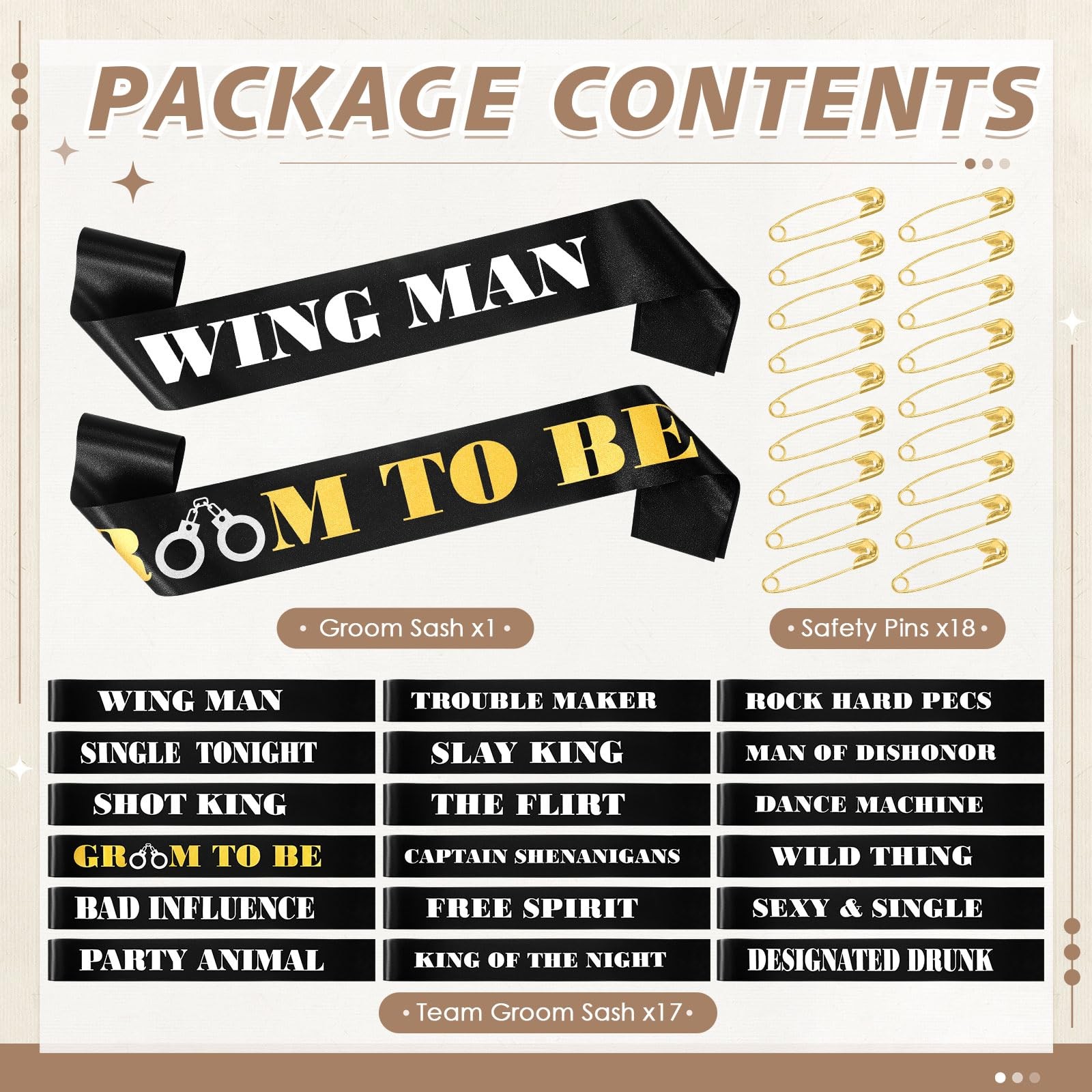 Daifunli 18 Pack Funny Bachelor Party Sashes Groomsmen Team Groom Sash Groom …