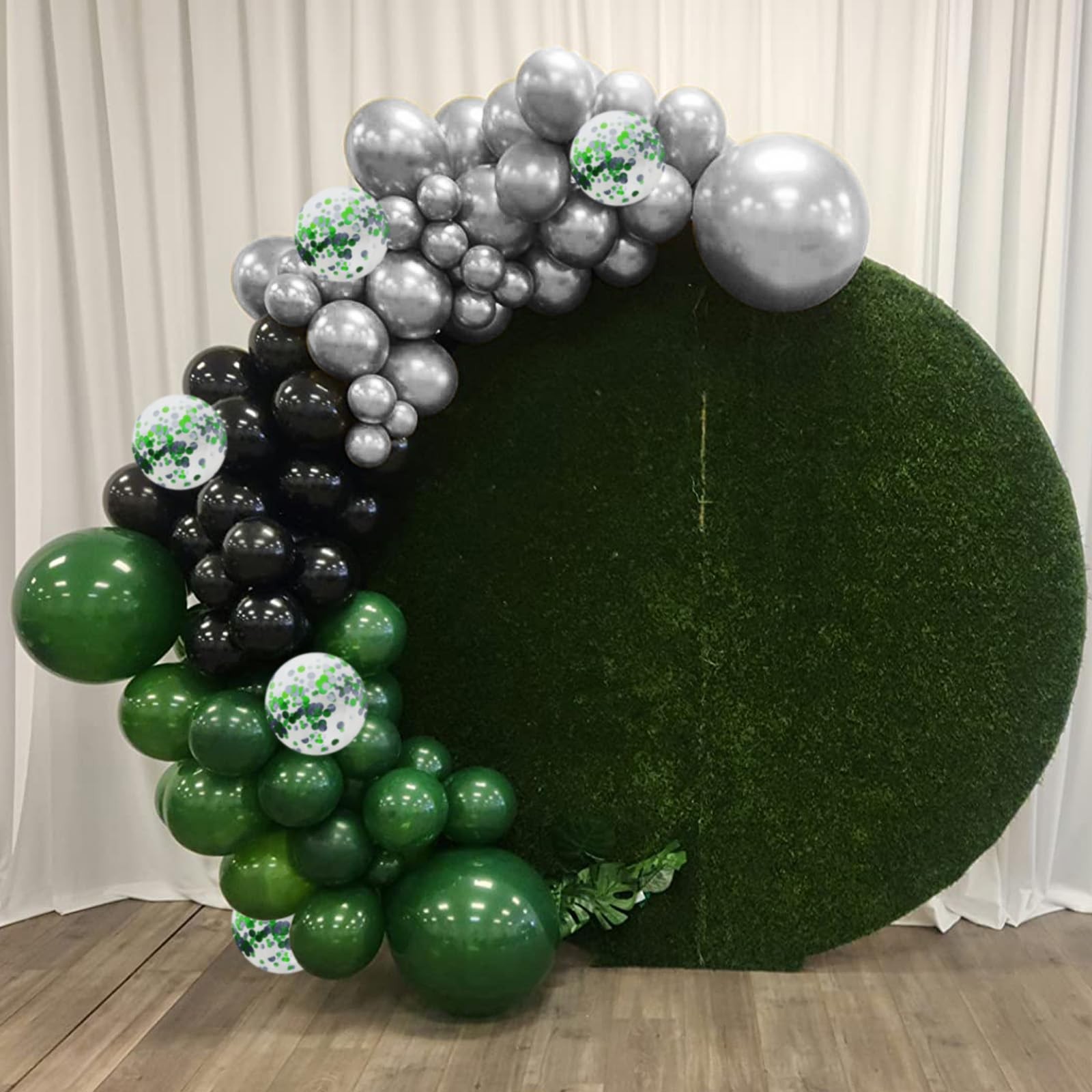 Green Black Balloons Dark Green Black Silver Confetti Balloons 35 Pcs 12 Inch…