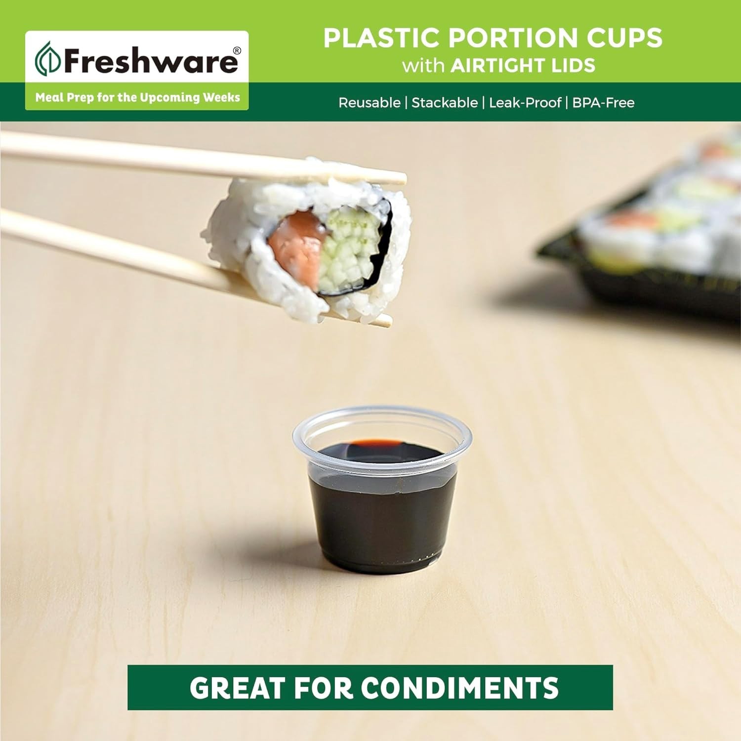 Stackable 1 Ounce Portion Cups with Snap Lids – 100 Count for Organized Storage