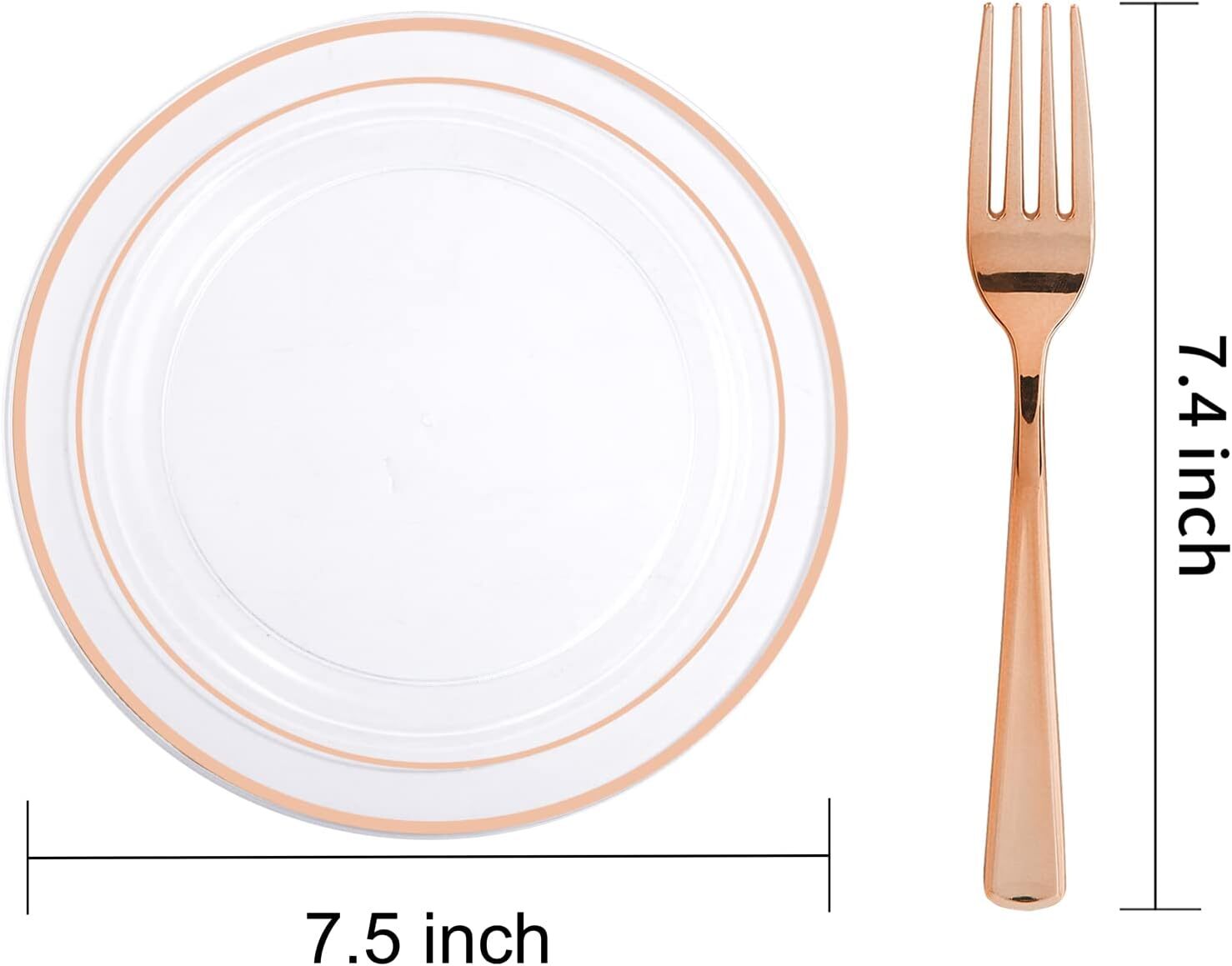 72 Rose Gold Dessert Plates And Forks Set Reusable Bpa Free Party Dishware