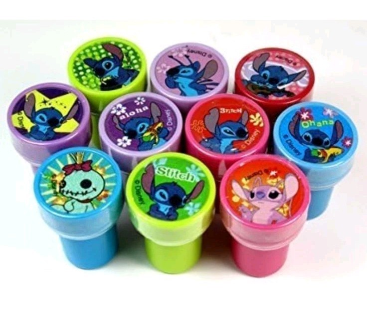 10 pcs Lilo Stitch Character Self Inking Stamper Pencil Topper Party Bag Filler