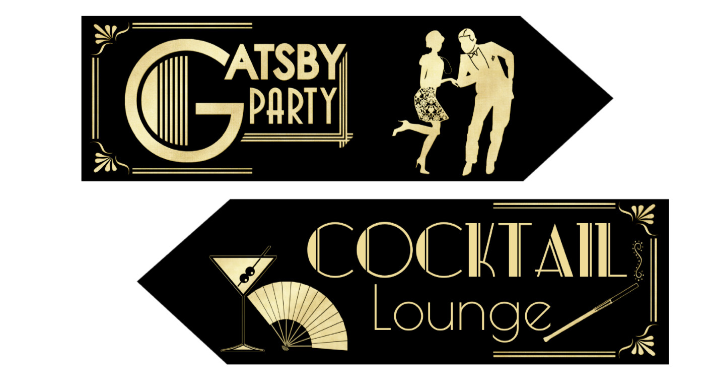 Set of 4 Gatsby 1920’s Theme Party Art Deco Decoration Arrow Signs