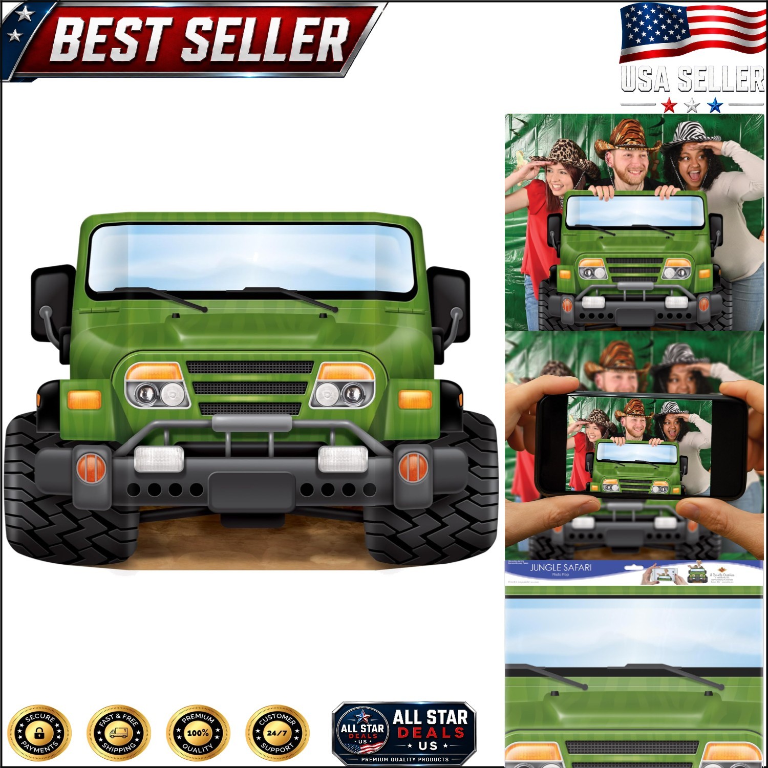 Made in USA Jungle Safari Jeep Photo Cutout – 3’1″ x 25″ for Memorable Moments