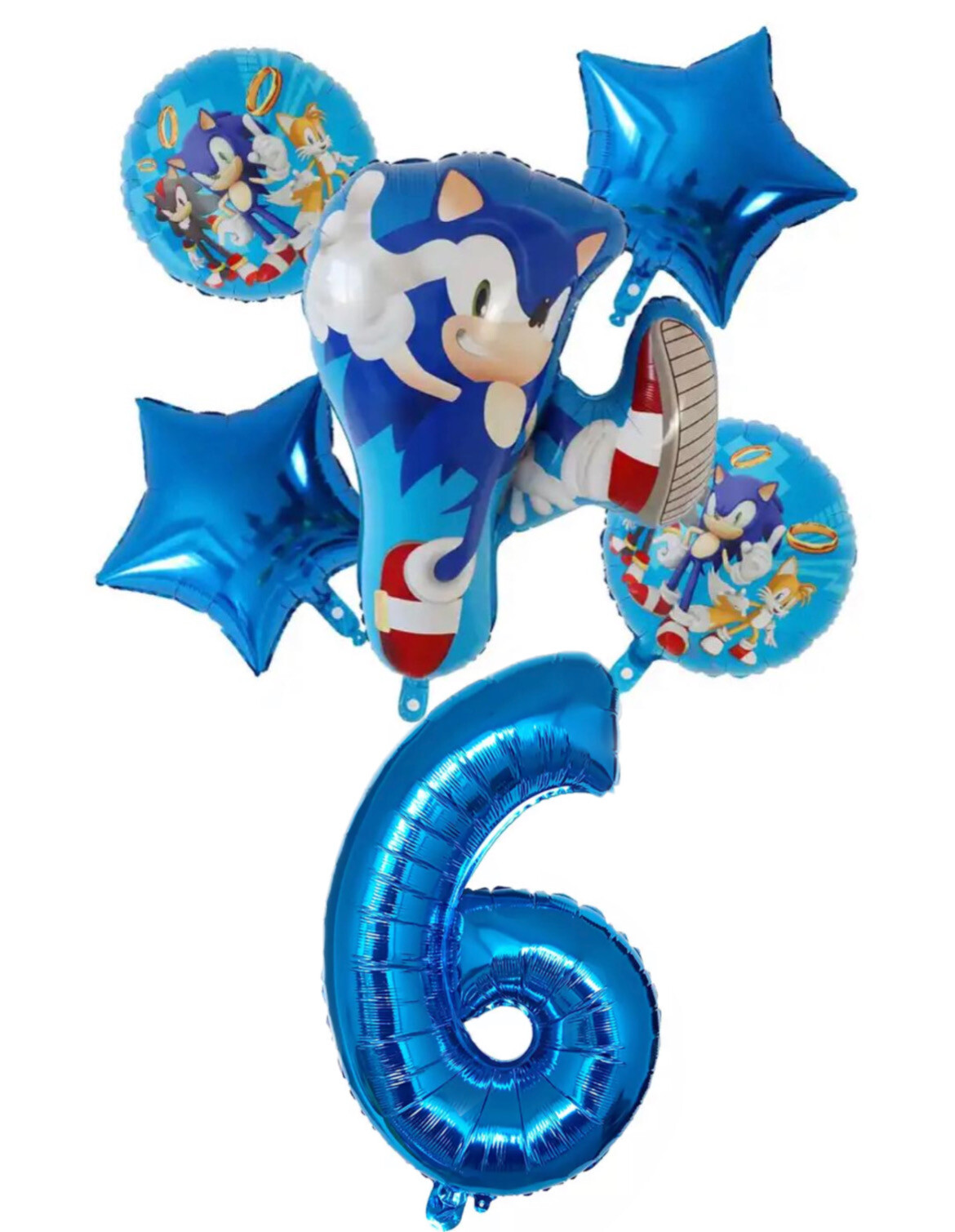 6pcs Sonic The Hedgehog Foil Number Balloons Birthday Decorations Boy Girl Sonic