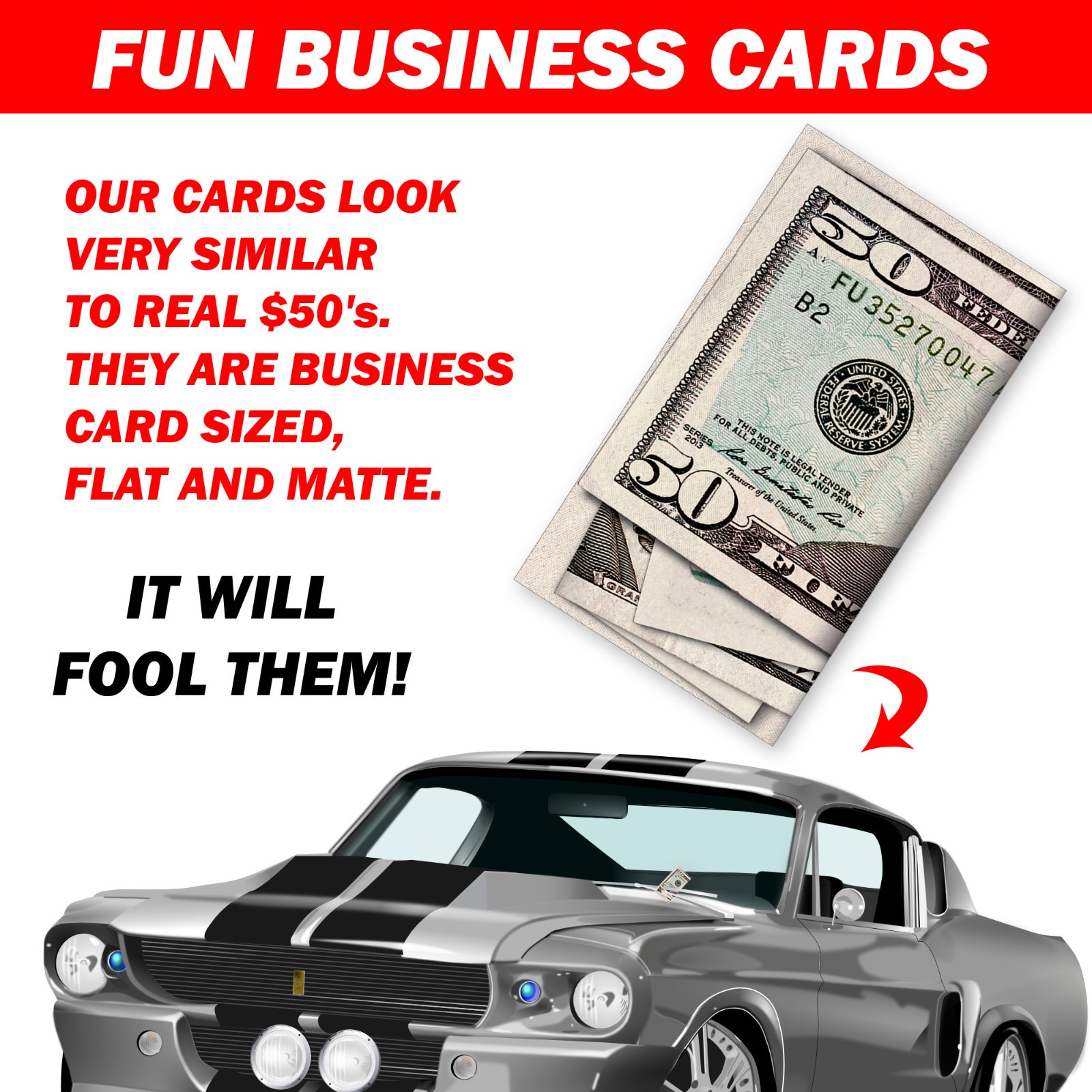 50 QTY Bad Parking Prank Cards Look Like Bills from a distance!
