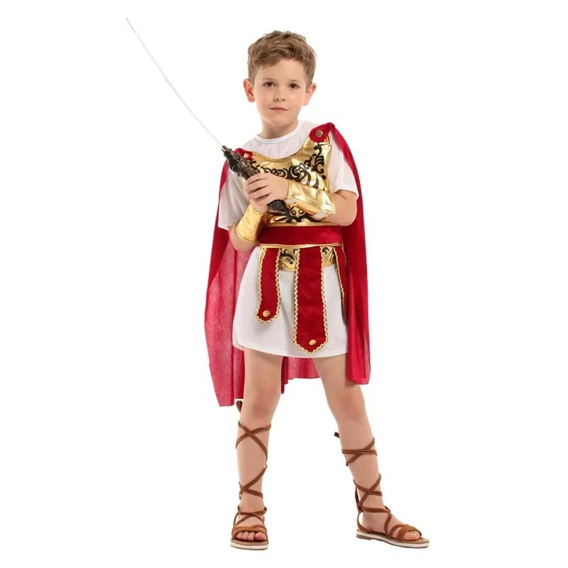 Kids Roman Soldier Costume Ancient Warrior Outfit Halloween Gladiator Set