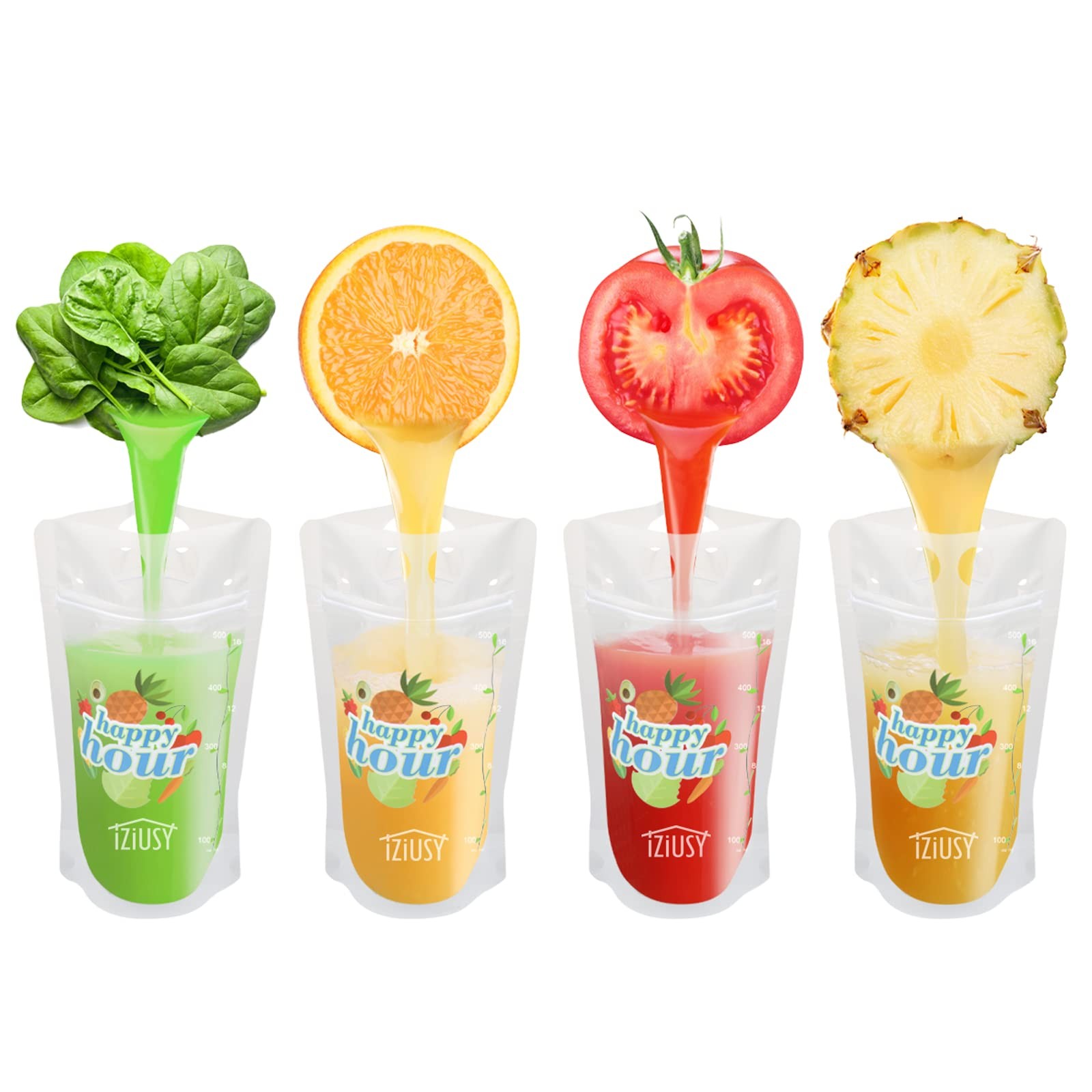 100 Pcs Zipper Plastic Pouches Drink Bags, Heavy Duty Hand-Held Translucent F…