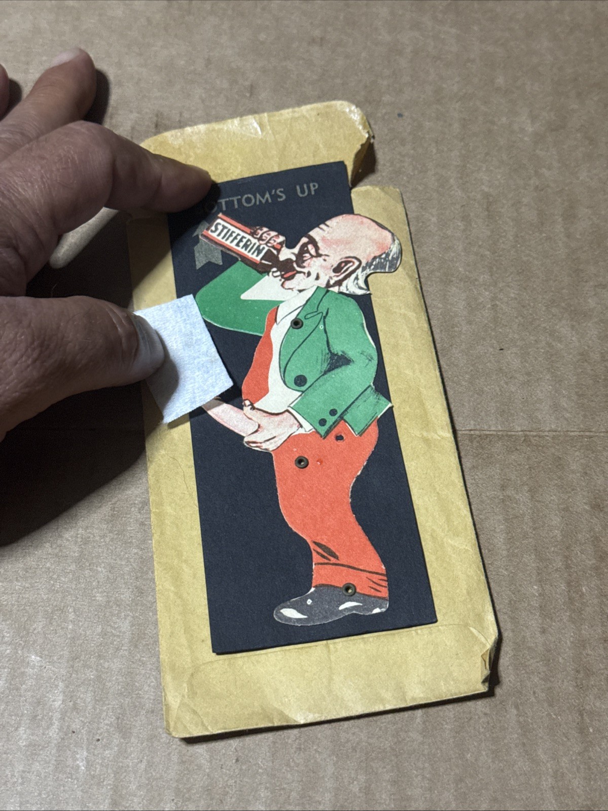 1950’s Vintage STIFFERIN Erotic BOTTOMS UP Tradecard Adult Novelty Risque RARE