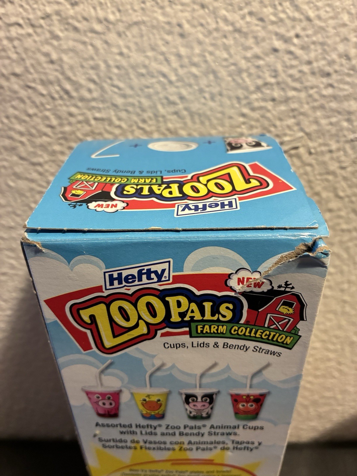 Zoo Pals Farm Collection Cups Lids Bendy Straws Vintage Pig Ladybug Sealed Box
