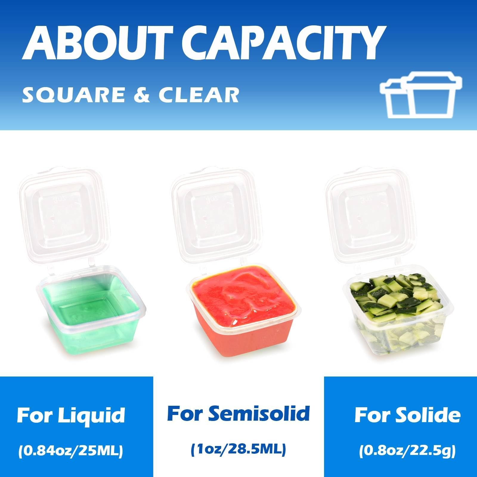1 oz Square Plastic Containers with Lids(200 Pack), 1oz Clear Condiment Cups …