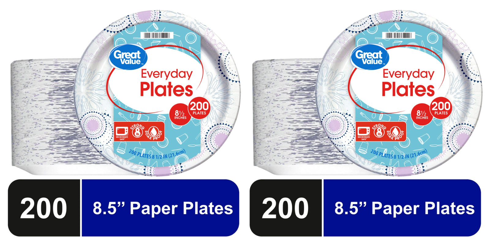 Great Value Everyday Disposable Paper Plates, 8.5″, 400 Count