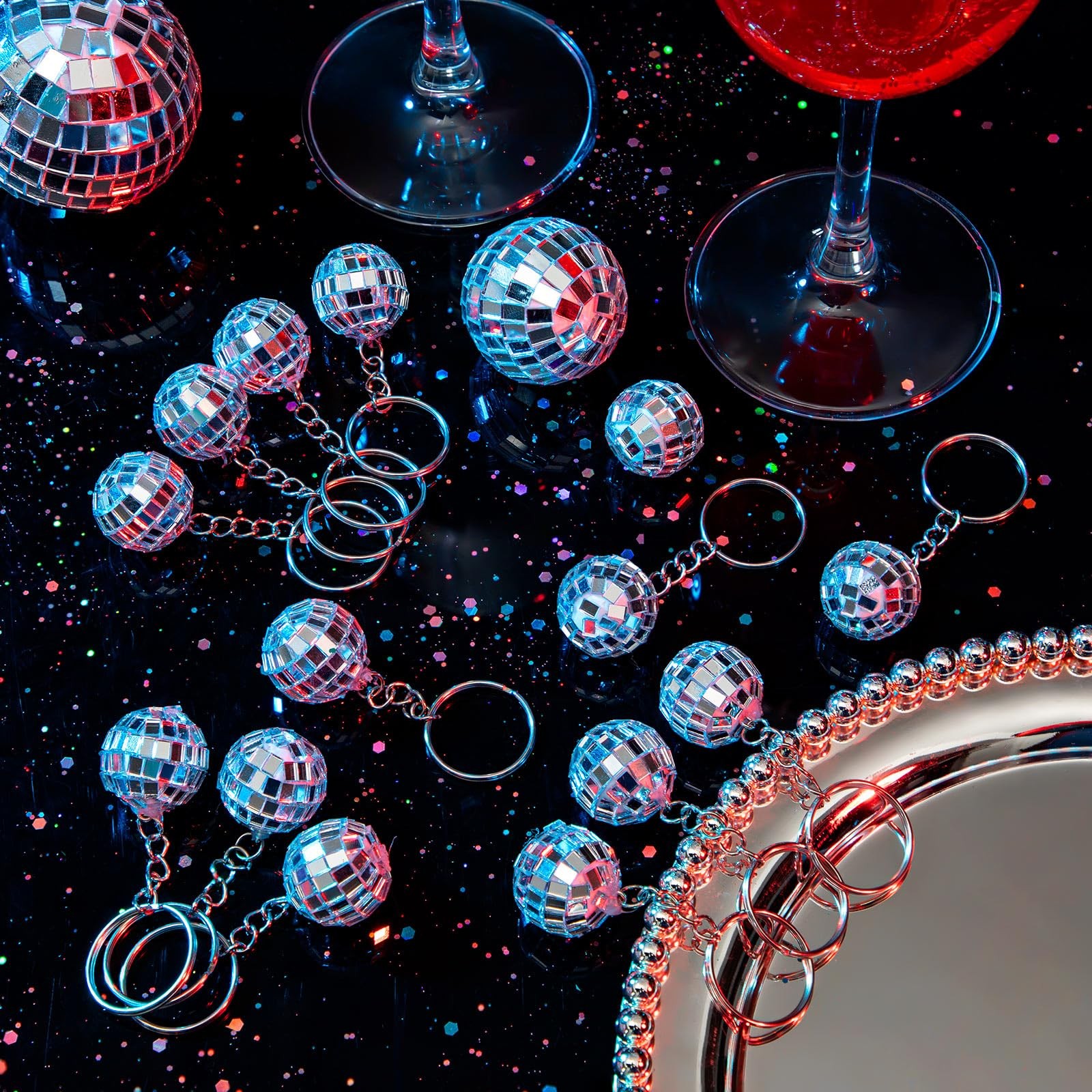 25 Pcs Disco Ball Keychains Party Favors Mirror Disco Keychain Party Supplies