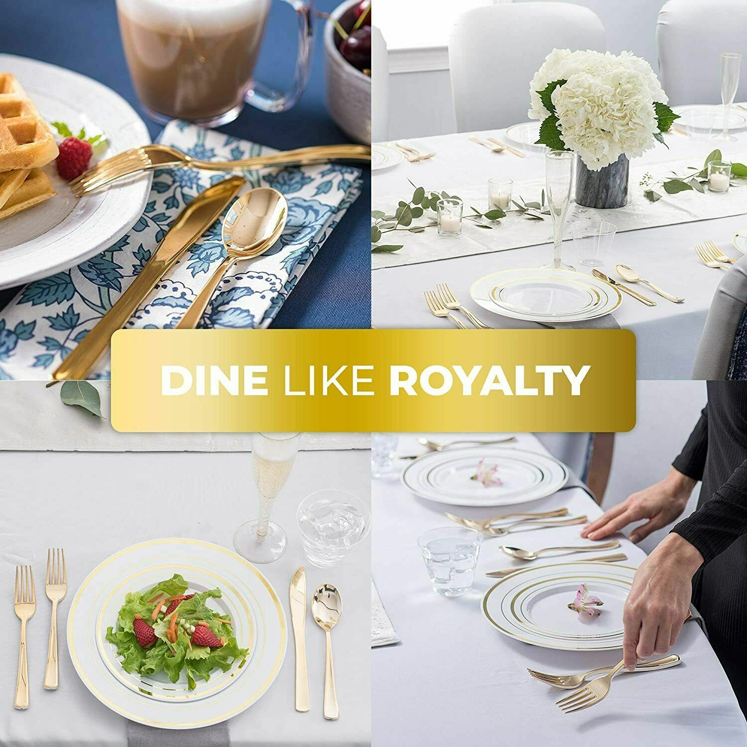 160 Pack Gold Plastic Cutlery Disposable Silverware 80 Forks 40 Knives 40 Spoons