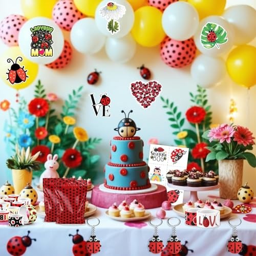 110Pcs Ladybug Party Favors for Kids – Lady bug Birthday Party Decorations and