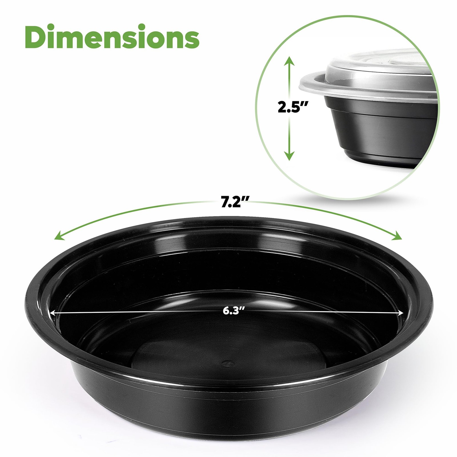 GUSTO 24 oz – Round Meal Prep Containers with Lids – [50 Count] Reusable, Microw