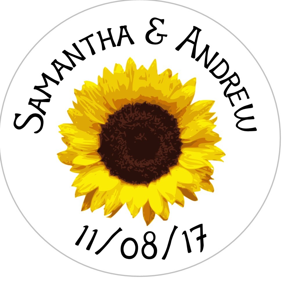 108 Sunflower Personalized Hershey Kisses Labels – Birthday – Wedding – Shower