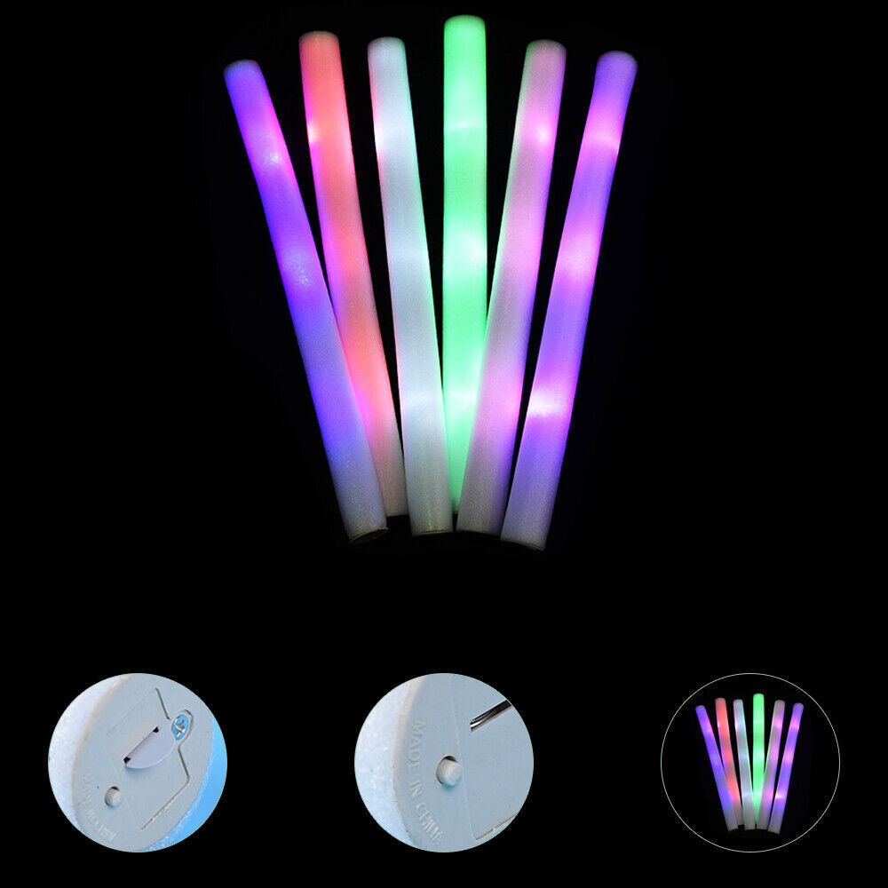 100-500 PCS Light Up Foam Sticks LED Wands Batons Party Dj Flashing Glow Sticks