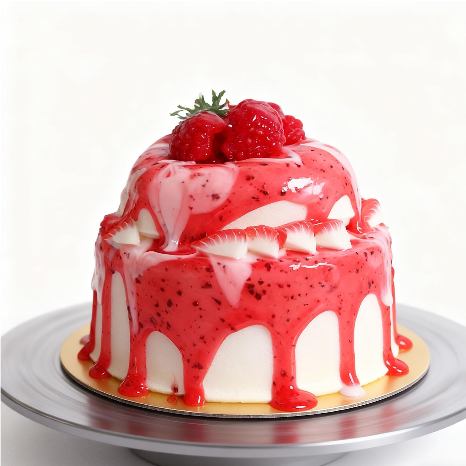 Fake Cake Dessert Artificial Cream With Strawberry Jam Faux Food Model Prop