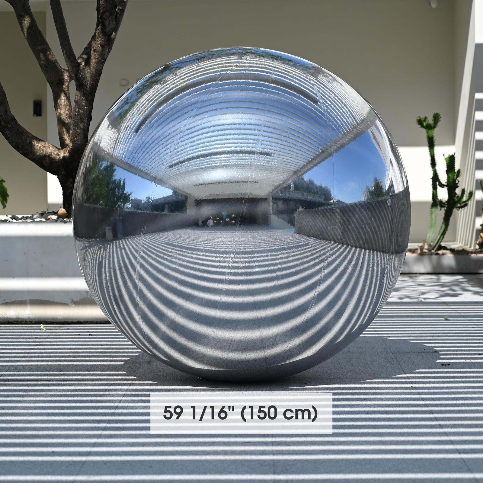 AplusChoice 2PCS 59″ Big Shiny Inflatable Mirror Ball Reusable Hanging Silver