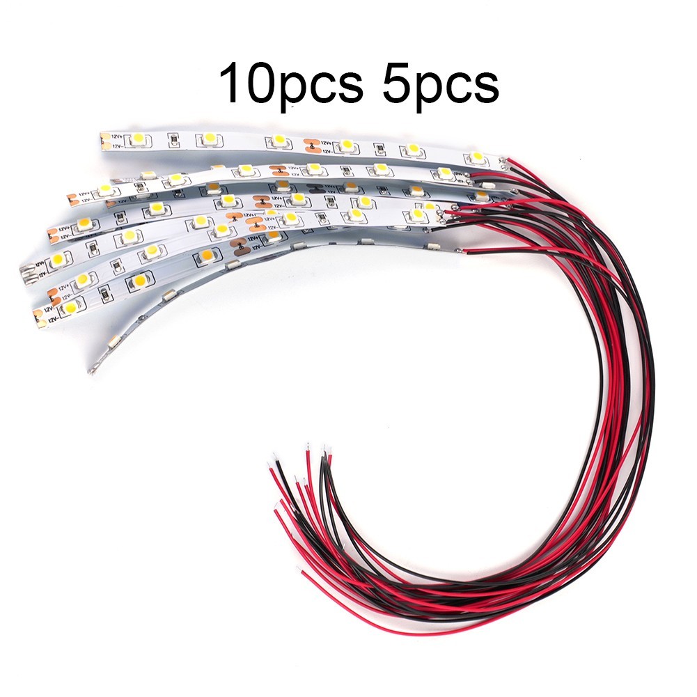10pcs Pre Wired White Light Strip 6 LED Light Self-Adhesive Flexible 12V-18V