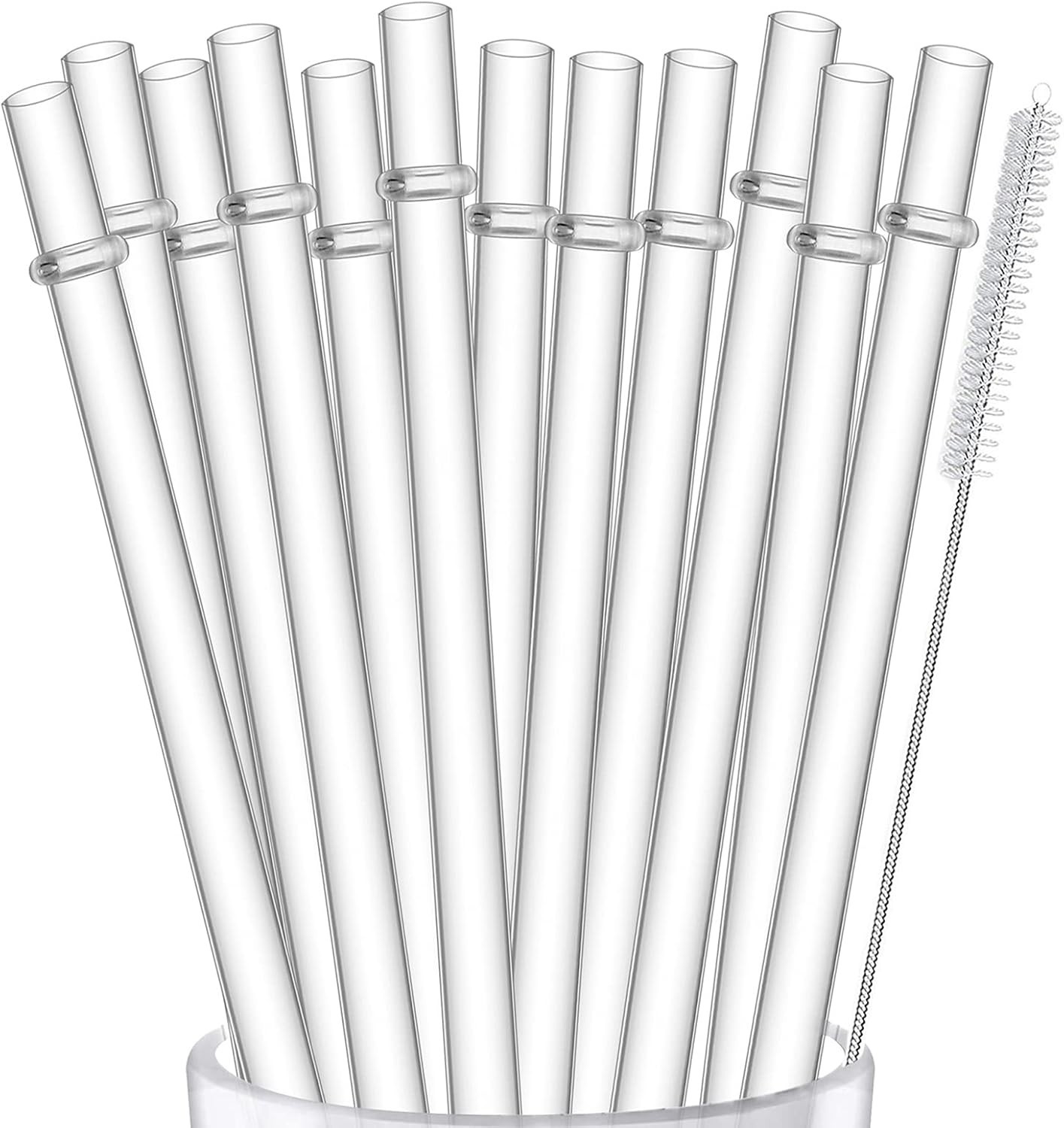 ALINK 12-Pack Reusable Plastic Clear Straws, 13 Inch Extra Long Tumbler Straws 1