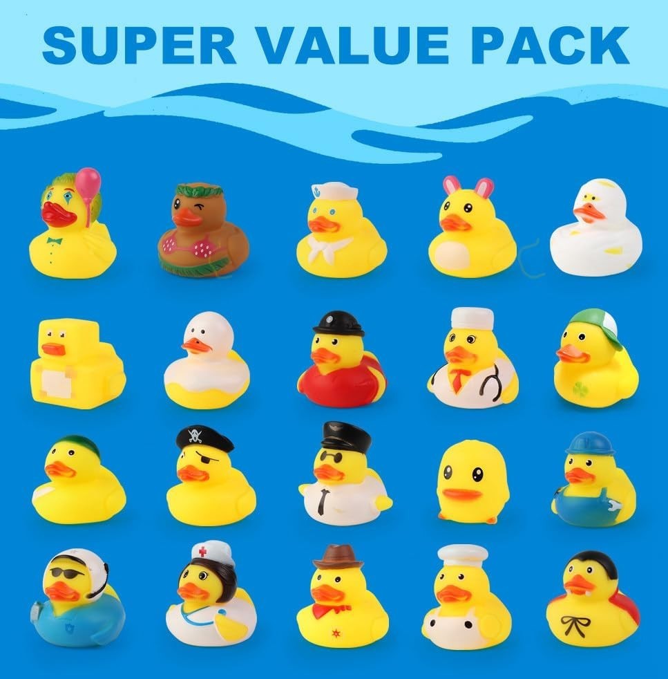 100-Pack Rubber Ducks in Bulk,Assortment Duckies for Jeep Ducking Floater Duck