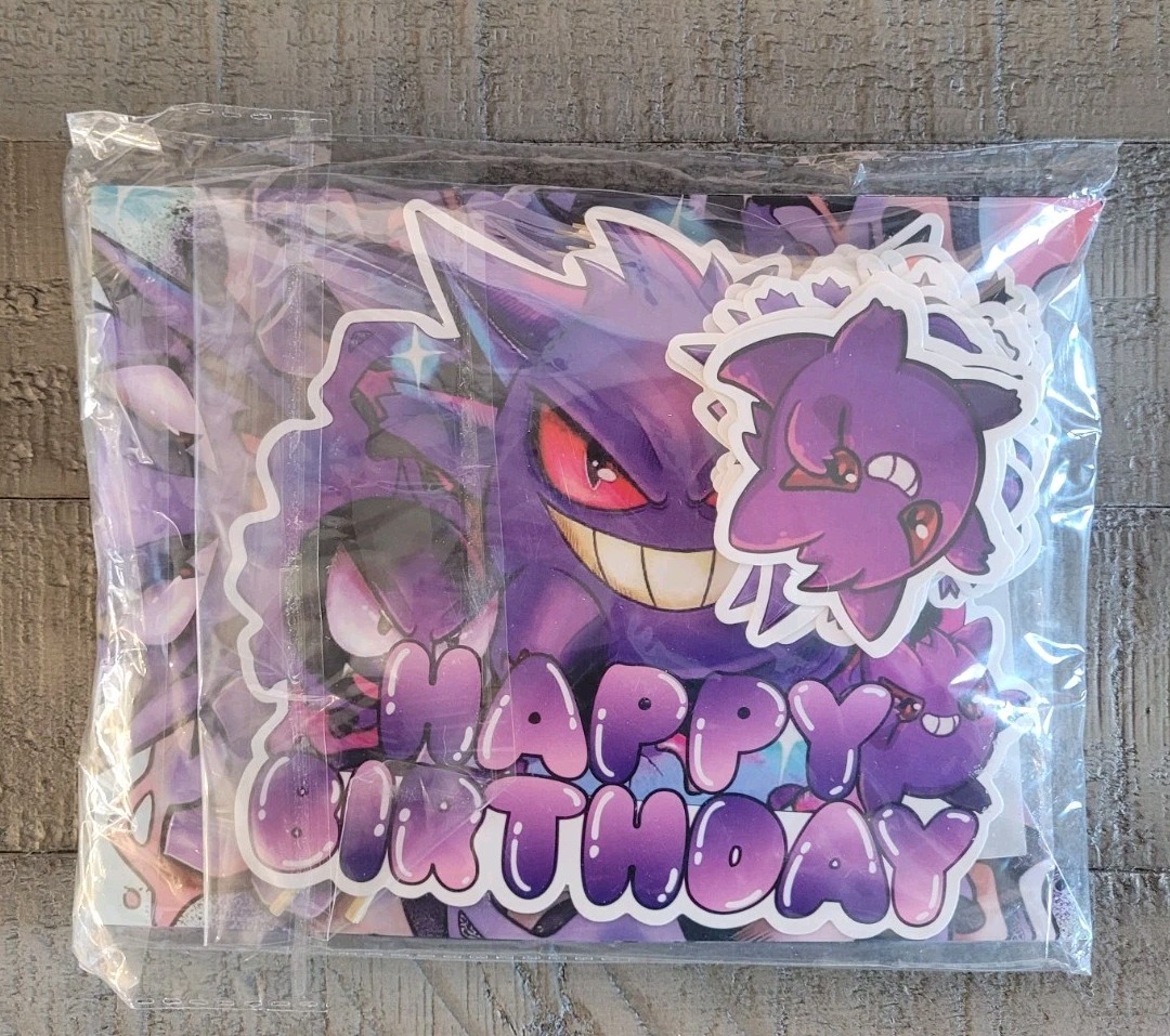 Pokemon GENGAR Happy Birthday String Banner & Cake / Cupcake Toppers (B2-G1)