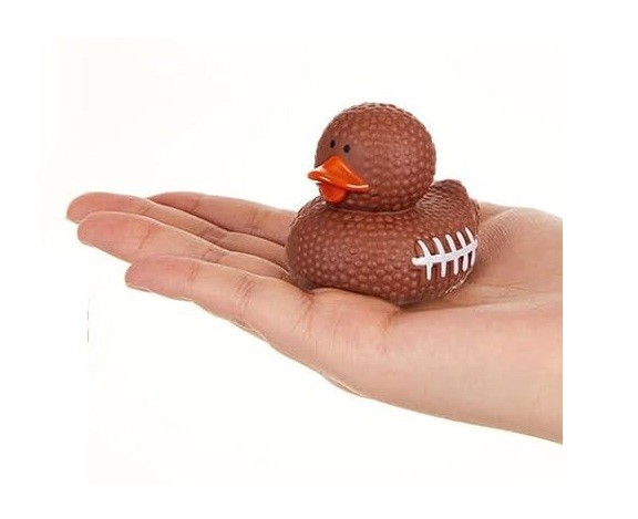Football Rubber Duck, 1.75 Inches, Pigskin Football Theme Duck, Jeep Ducking