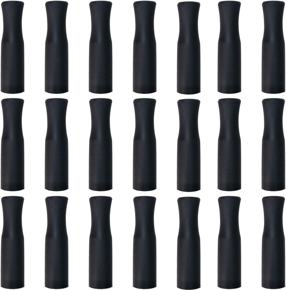 21Pcs Reusable Silicone Straw Tips, Stainless Straw Tips, Black Food Grade