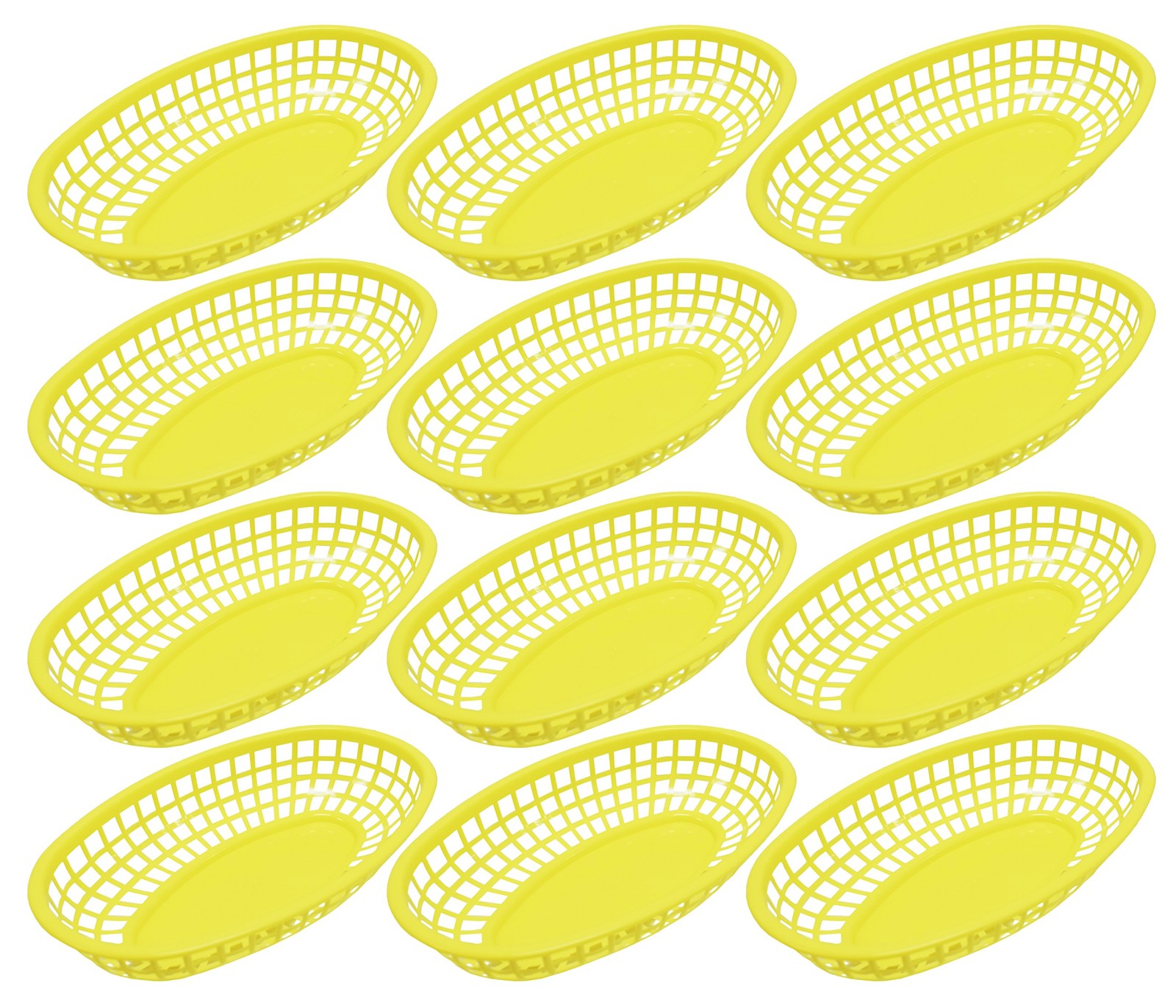 Set of 12 Yellow Oval Fast Food/Deli Baskets, 9.25 by 6-Inch, Black Duck Brand Y