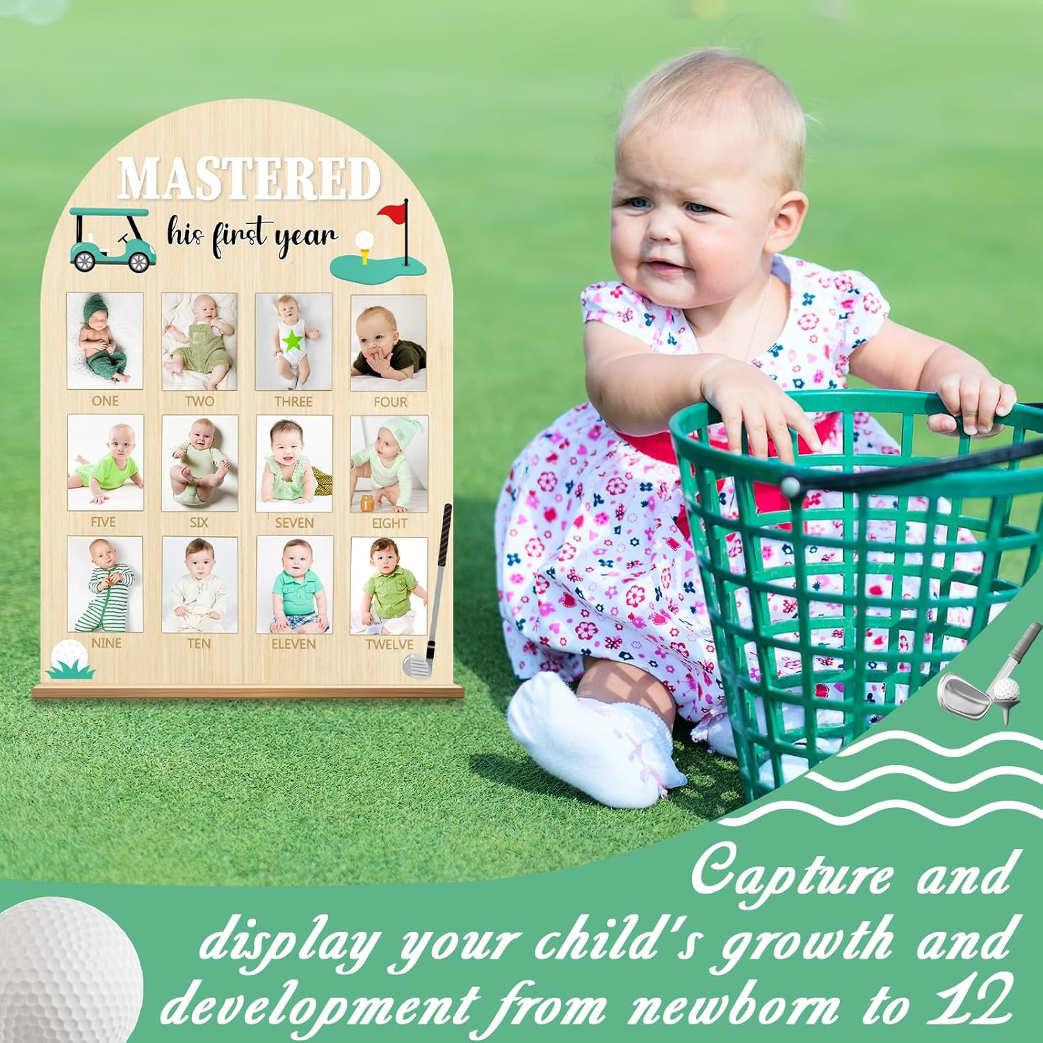 First Year Milestone Photo Board for 1st Birthday Celebration and Keepsake
