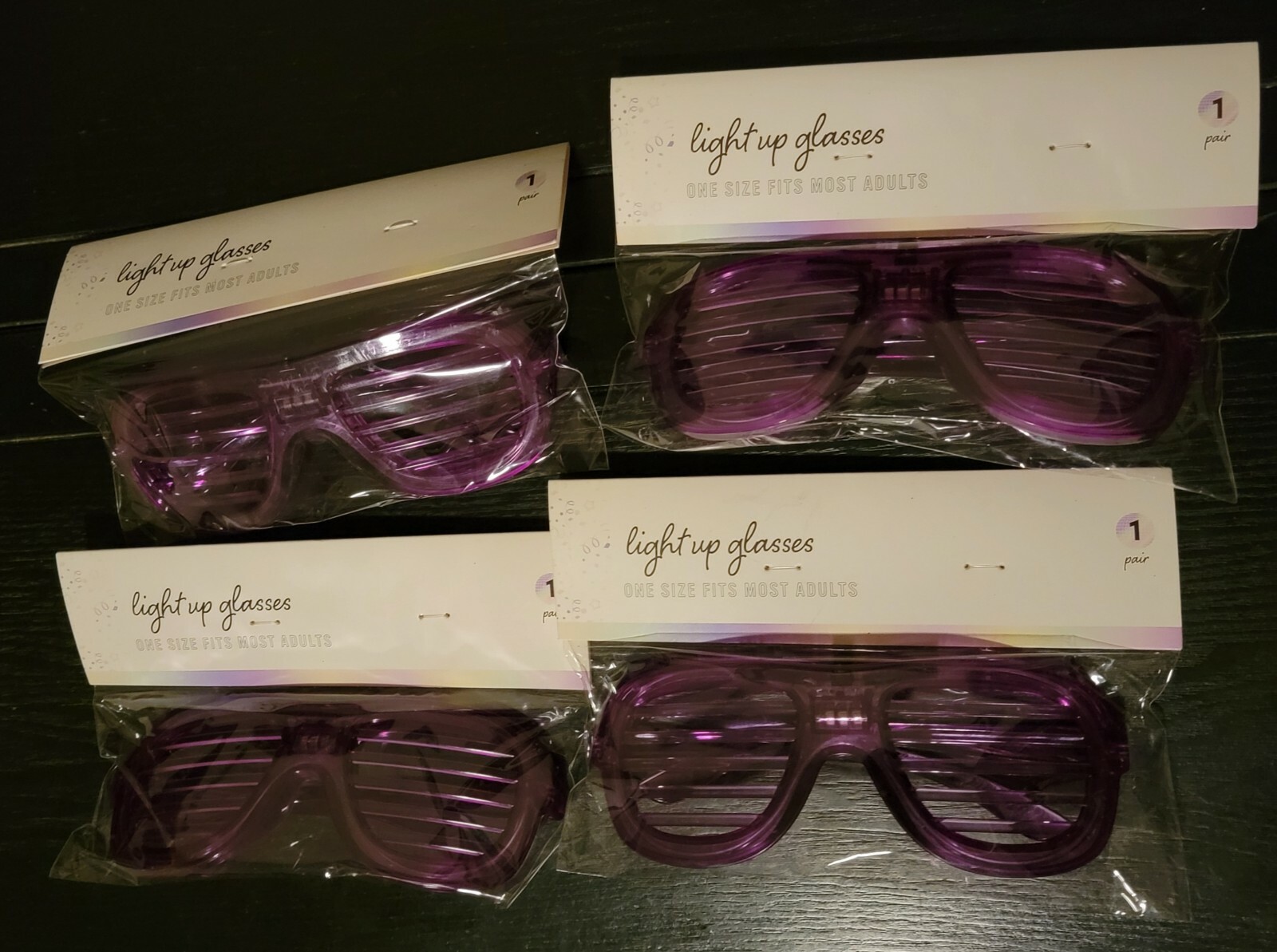 4 Packs of Purple Light Up Party Glasses, One Size Fits Most Adults