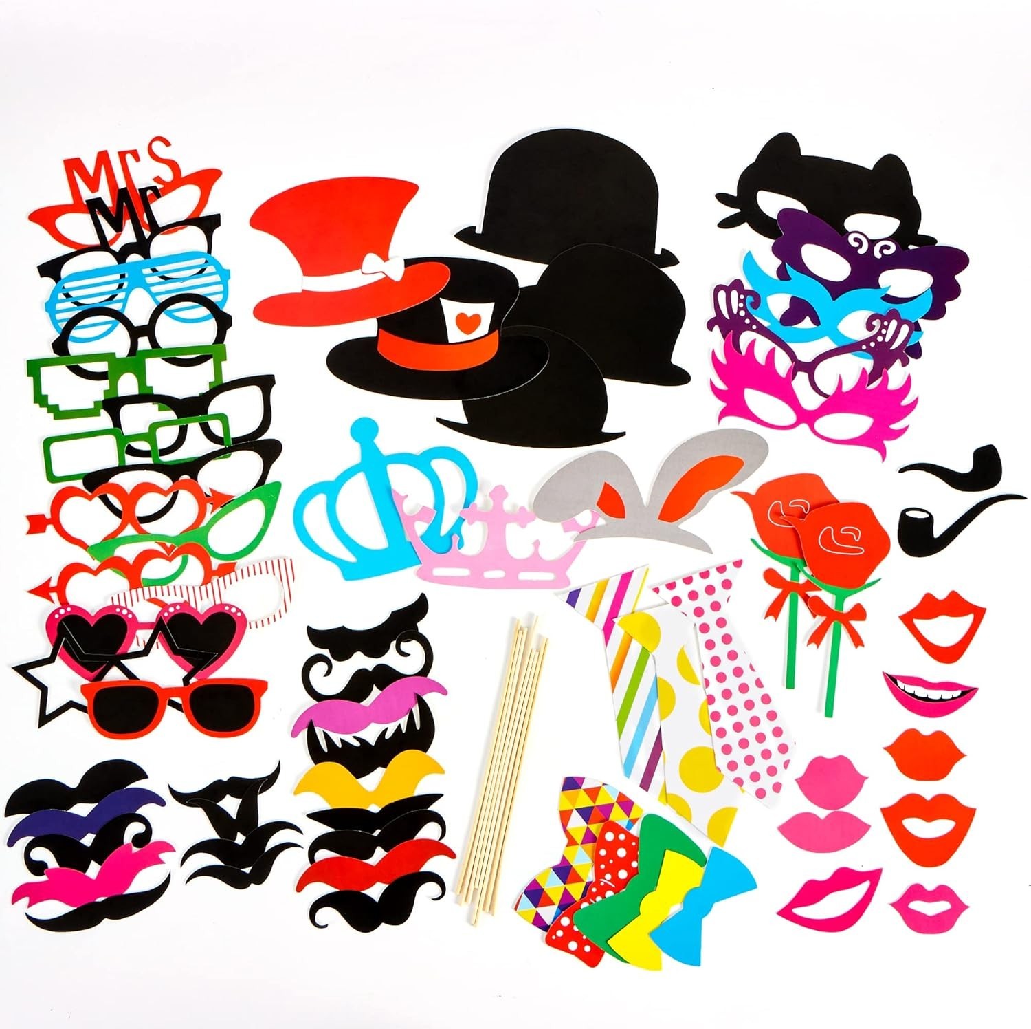 Photo Booth Props 66 Pieces Multi Color Party Favors for Graduation Wedding