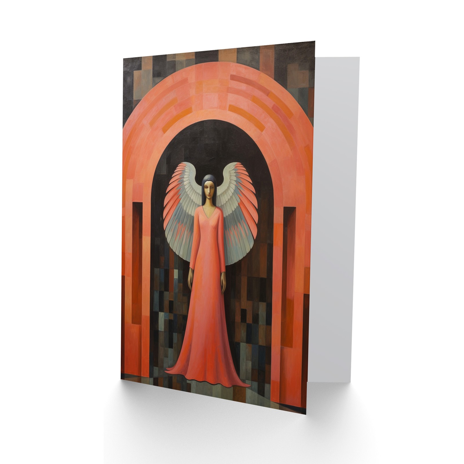 Guardian Angel Archway Gate Art Deco Painting Birthday Card