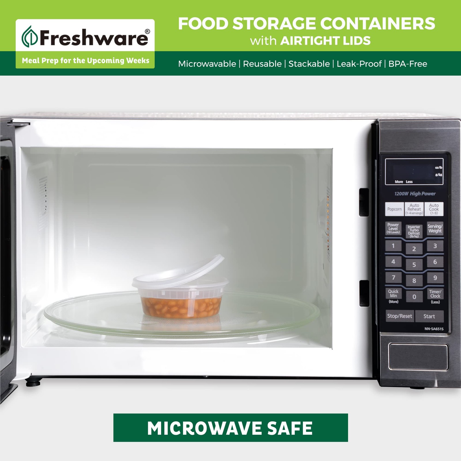 Freshware Food Storage Containers [50 Set] 8 oz Plastic Deli Containers with Lid