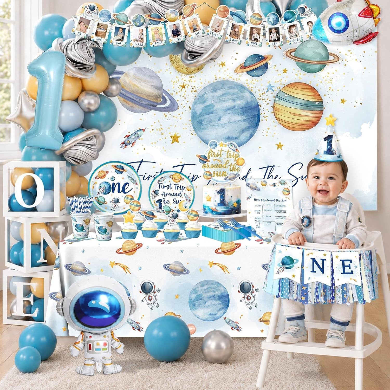 “First Trip Around The Sun” 1st Birthday Decorations Kit NEW