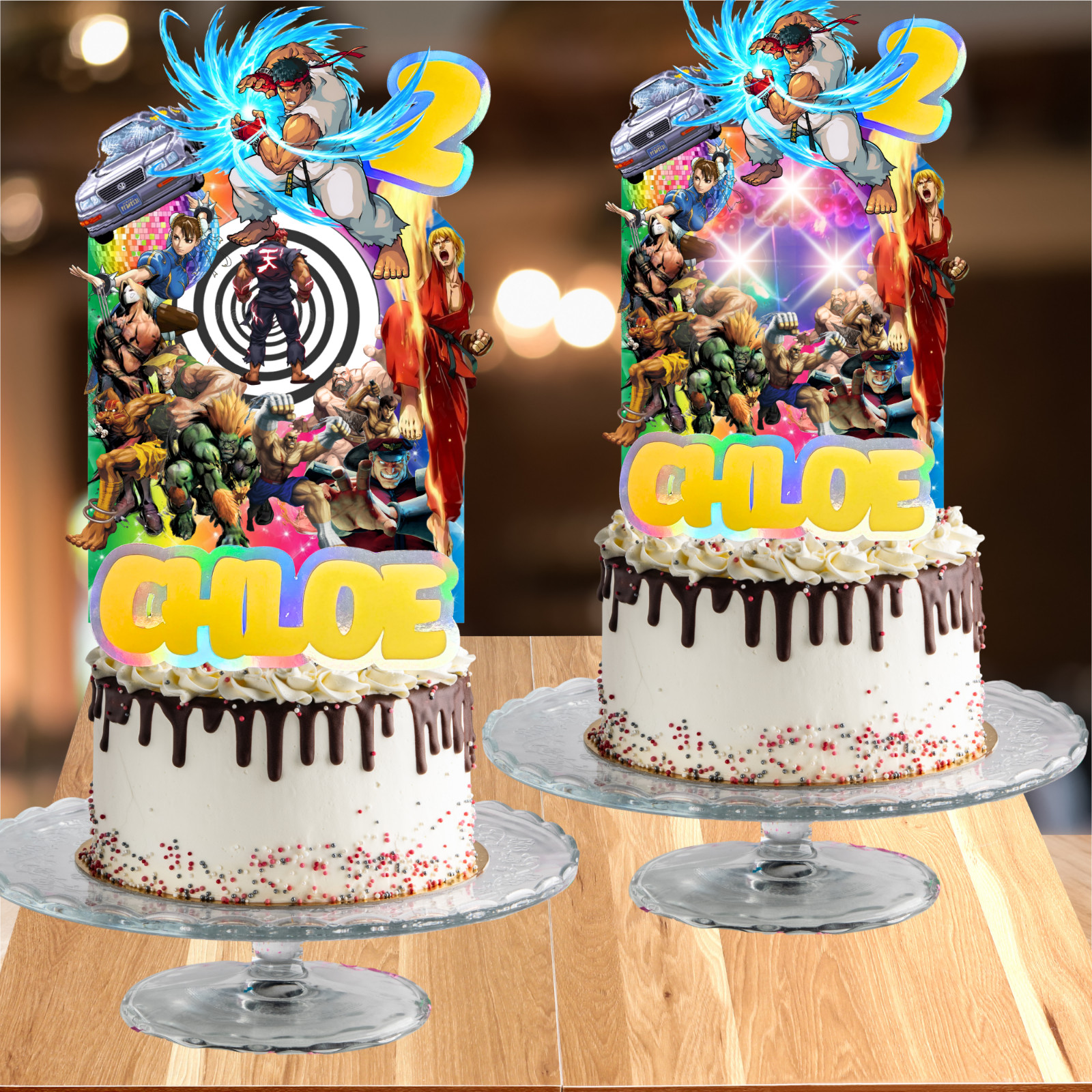 STREET FIGHTER balloon Cupcake Topper Party Decoration Supplies birthday banner