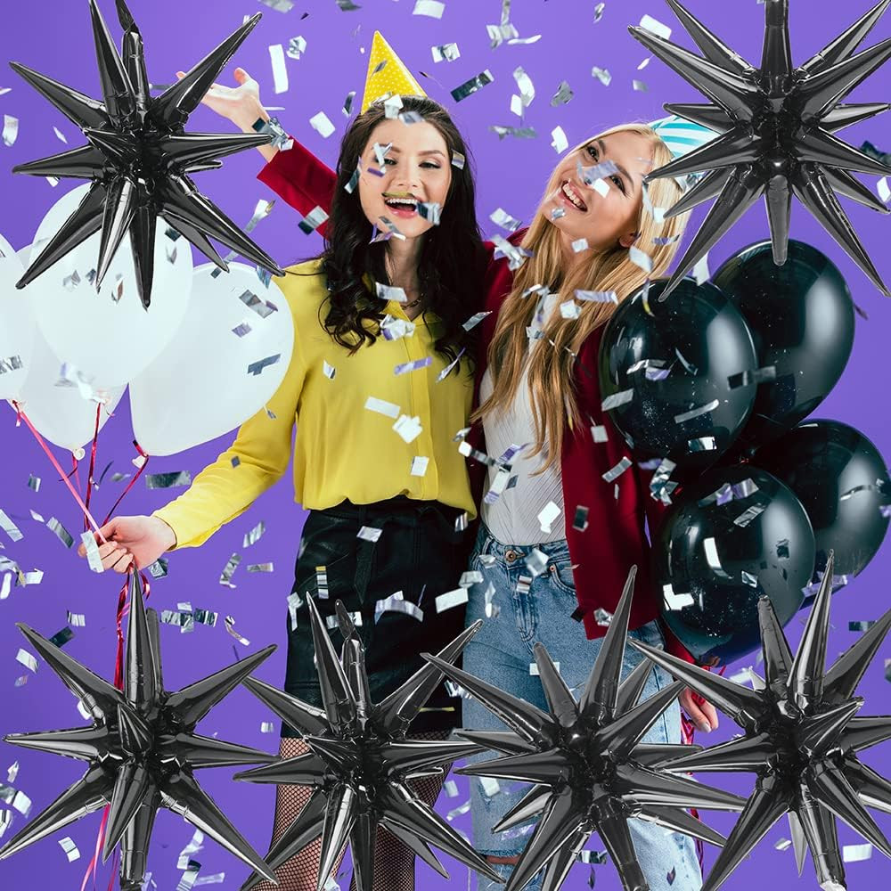 4D 14 Point One-Piece Star Cone Balloon Metallic Spike Explosion Star Balloon, 6
