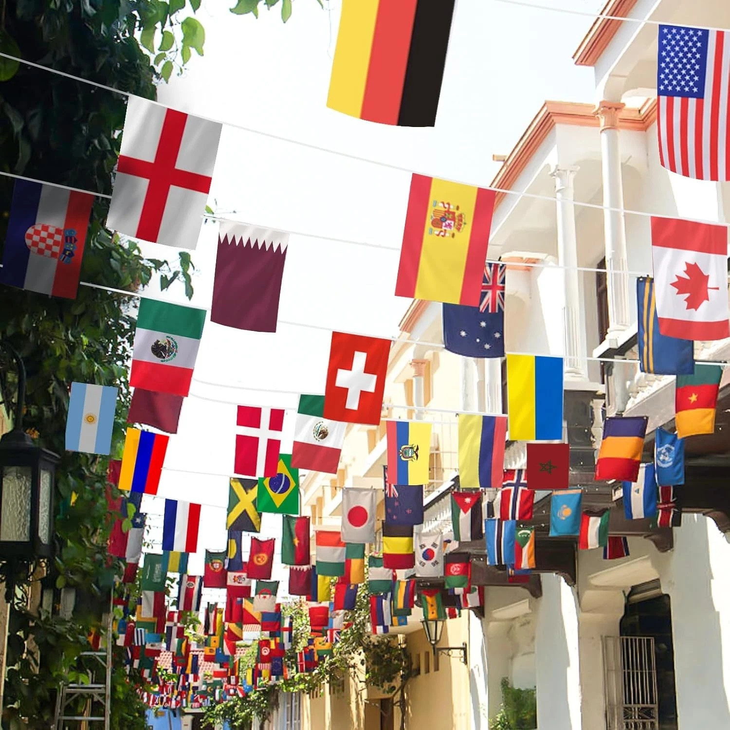 NEW Football World Cup Bunting 15 Metre 48 EXTRA LARGE FLAGS Speedy Delivery