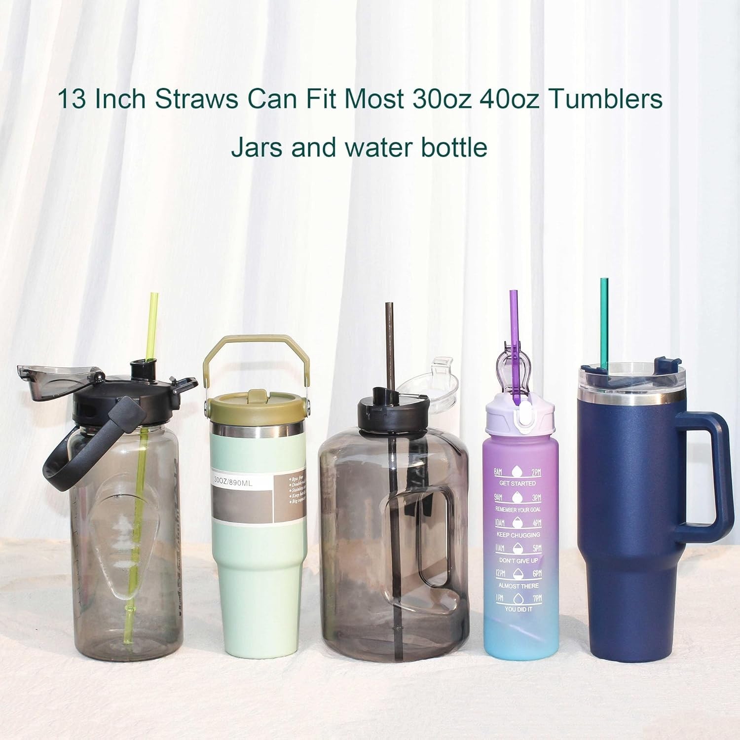 BPA-Free 13” Reusable Straws with Brush – Ideal for Hydro Flasks & Yeti Tumblers