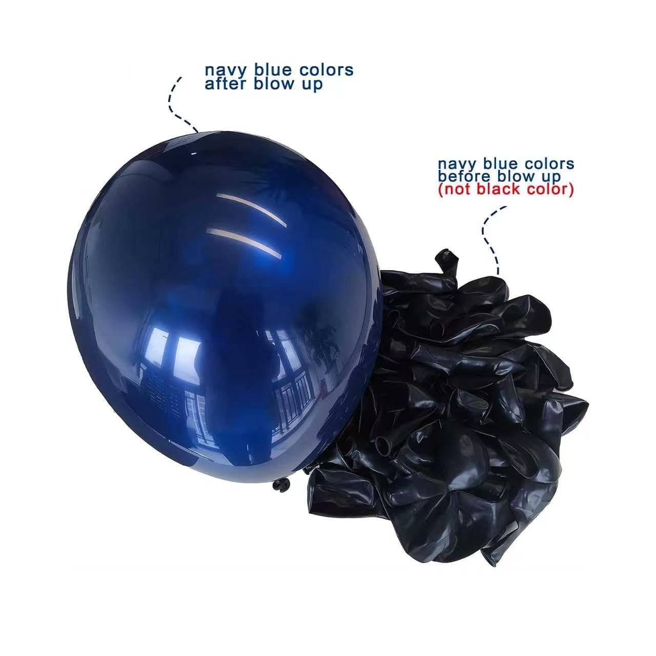 Navy Blue and Silver Confetti Balloons 50 pcs, 12 inch White Pearl and Silver…