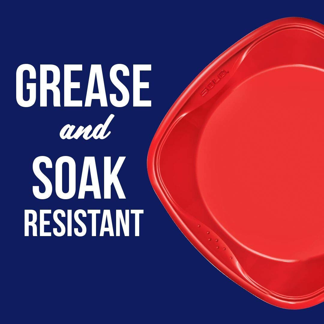 SOLO Squared Plastic Plates Red 10.25″ Quantity 120 Deep Dish with Grip Dimples