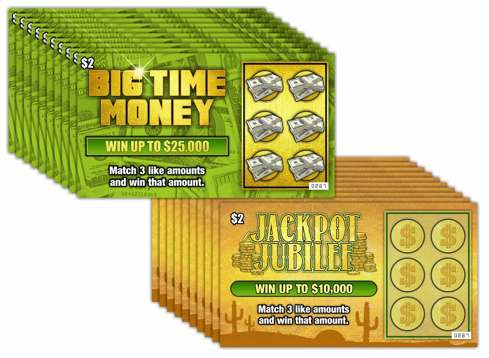 Funny Prank Gag Fake Lottery Tickets, 10,000 & 25,000 Winners, 20 Tickets total