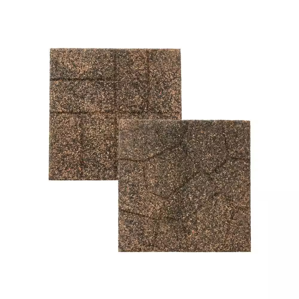 16 In. X 16 In. X 3/4 In. Black/Tan Blended Dual-Sided Rubber Paver (9-Pack)