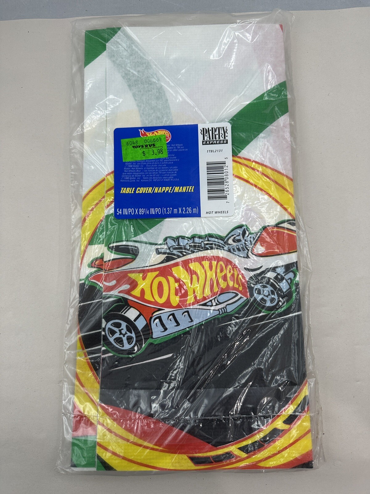 Vintage Hot Wheels Table Cloth Cover 54″ x 89″ NOS 1998 Party Express Toys R Us