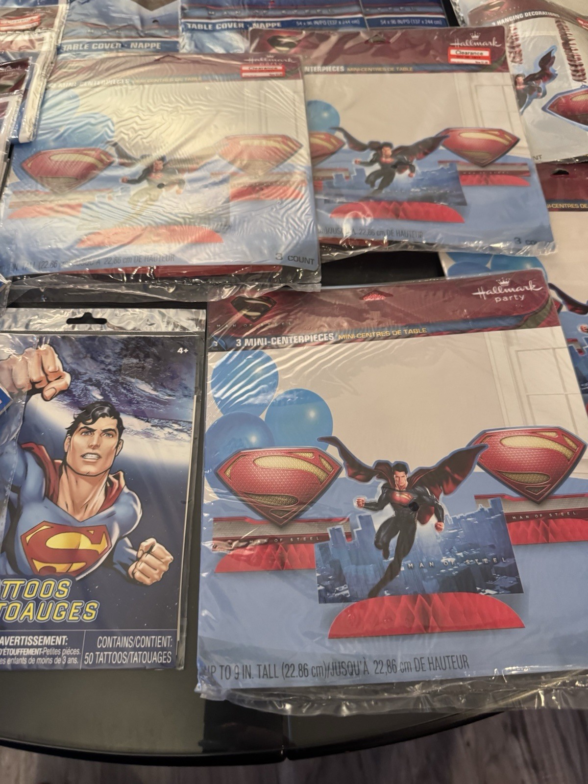 220 Pcs Superman Birthday Party Supplies Decoration Plates Napkins Table Cover